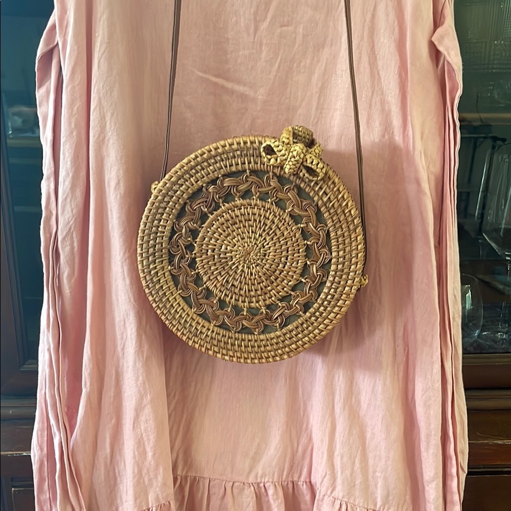 Round Woven Tan Bag